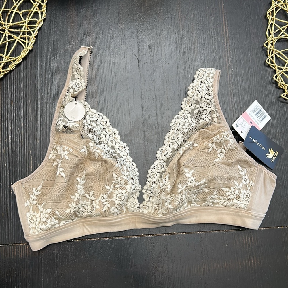 Wacoal Embrace Lace Wire Free Convertible Bra in Sand / Ivory Size 40 NEW! - Picture 5 of 6